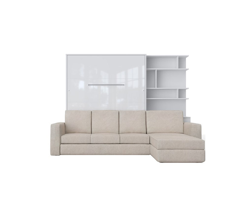 MaximaHouse Invento Vertical Wall Bed With A Corner Sofa And A Bookcase